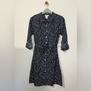 NWT DKNY Navy Blue Floral Mini Shirt Dress
